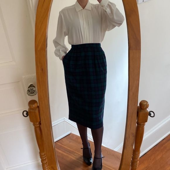 Vintage Plaid Wool Blend Skirt - Picture 2 of 12